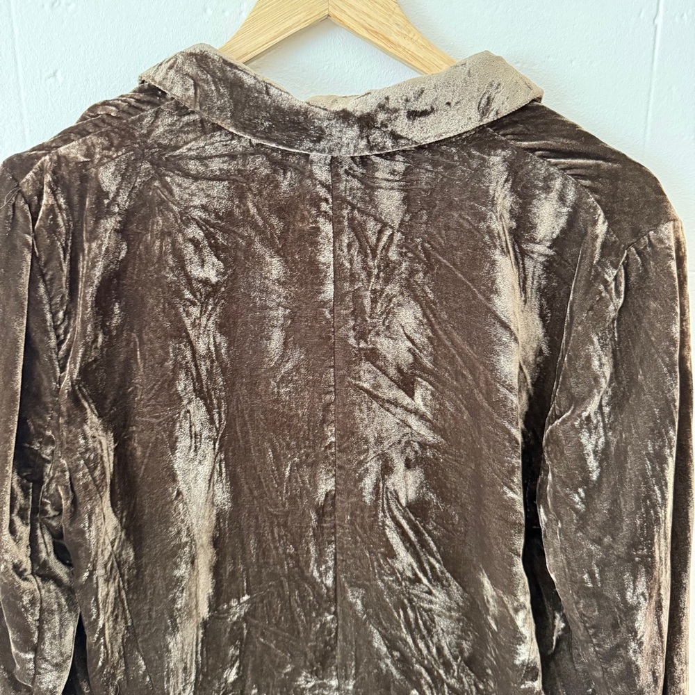 Anthropologie Cartonnier | Crushed Velvet Olive Green Blazer | Size 10 - Picture 6 of 7